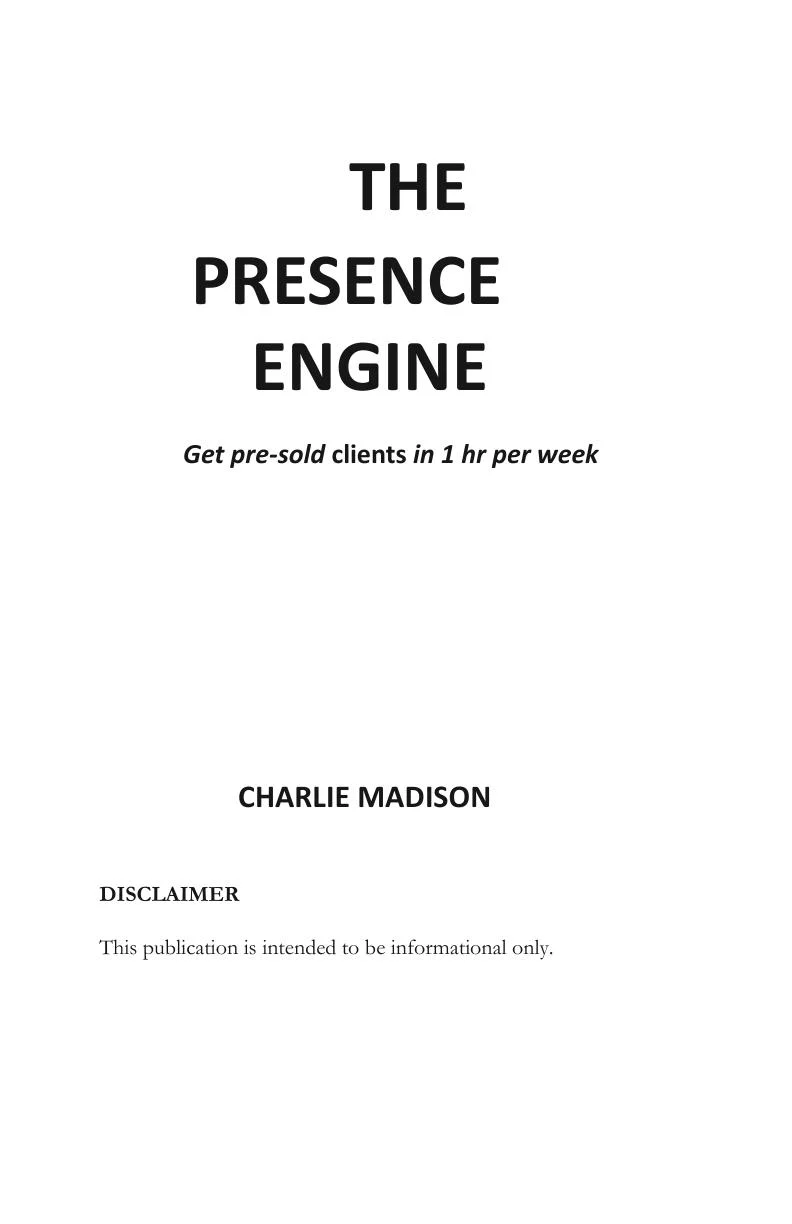 The Presence Engine book cover by Charlie Madison